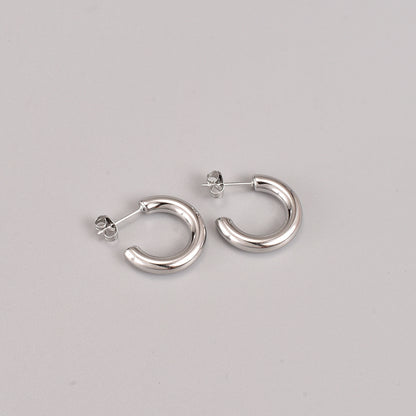 Gooddiy Jewelry Wholesale Fashion C-shaped Titanium Steel Golden Earrings