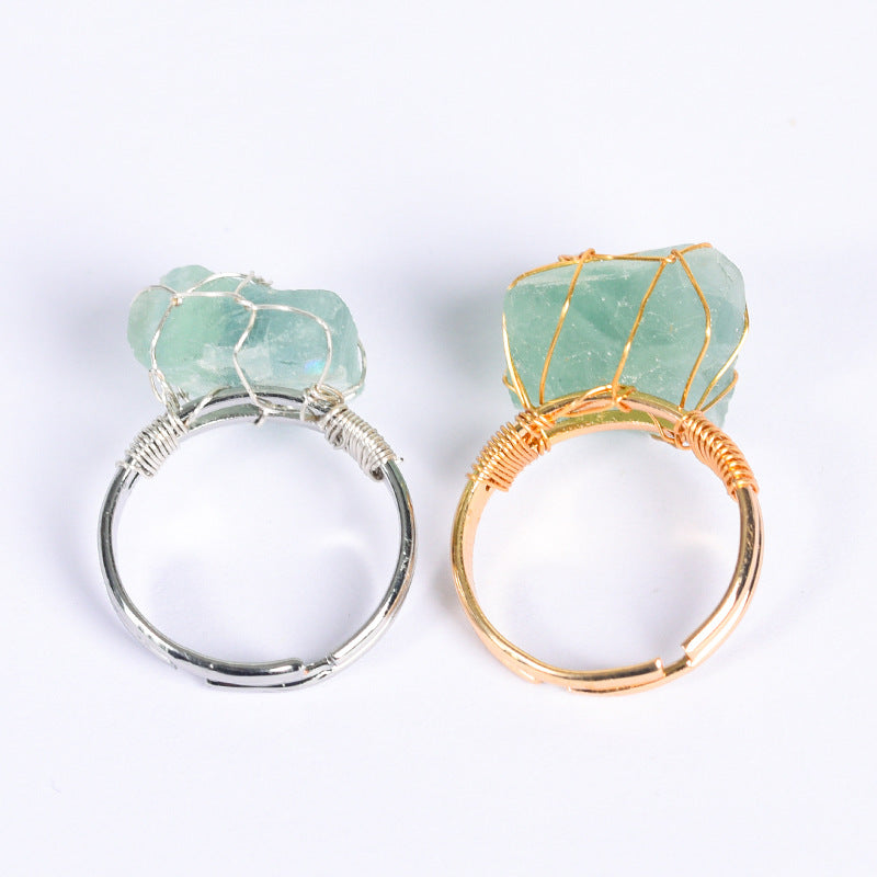 Exaggerated Geometric Alloy Gem Natural Stone Unisex Open Ring 1 Piece