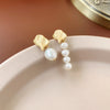 1 Pair Elegant Geometric Letter Copper Plating Inlay Artificial Pearls Zircon Earrings