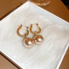 1 Pair Elegant Geometric Letter Copper Plating Inlay Artificial Pearls Zircon Earrings