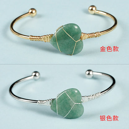 Simple Style Heart Shape Crystal Bangle