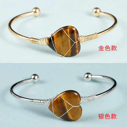 Simple Style Heart Shape Crystal Bangle