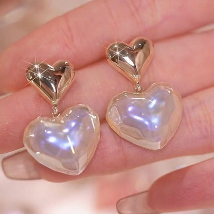 Simple Style Heart Shape Alloy Plating Women's Ear Studs