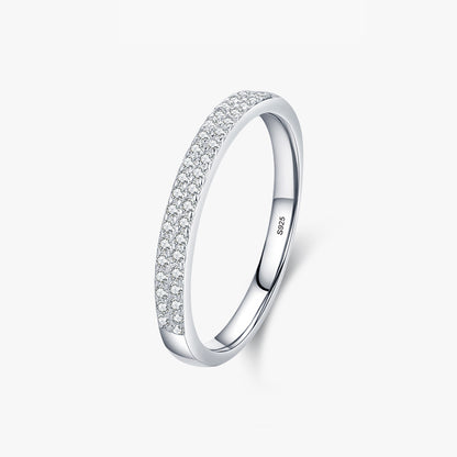 Simple Style Geometric Sterling Silver Plating Inlay Zircon Rhodium Plated Rings