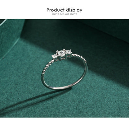 Japanese Style Round Sterling Silver Plating Inlay Zircon 14k Gold Plated Rhodium Plated Rings