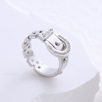 Casual Solid Color Stainless Steel Plating Inlay Zircon 24k Gold Plated Rings