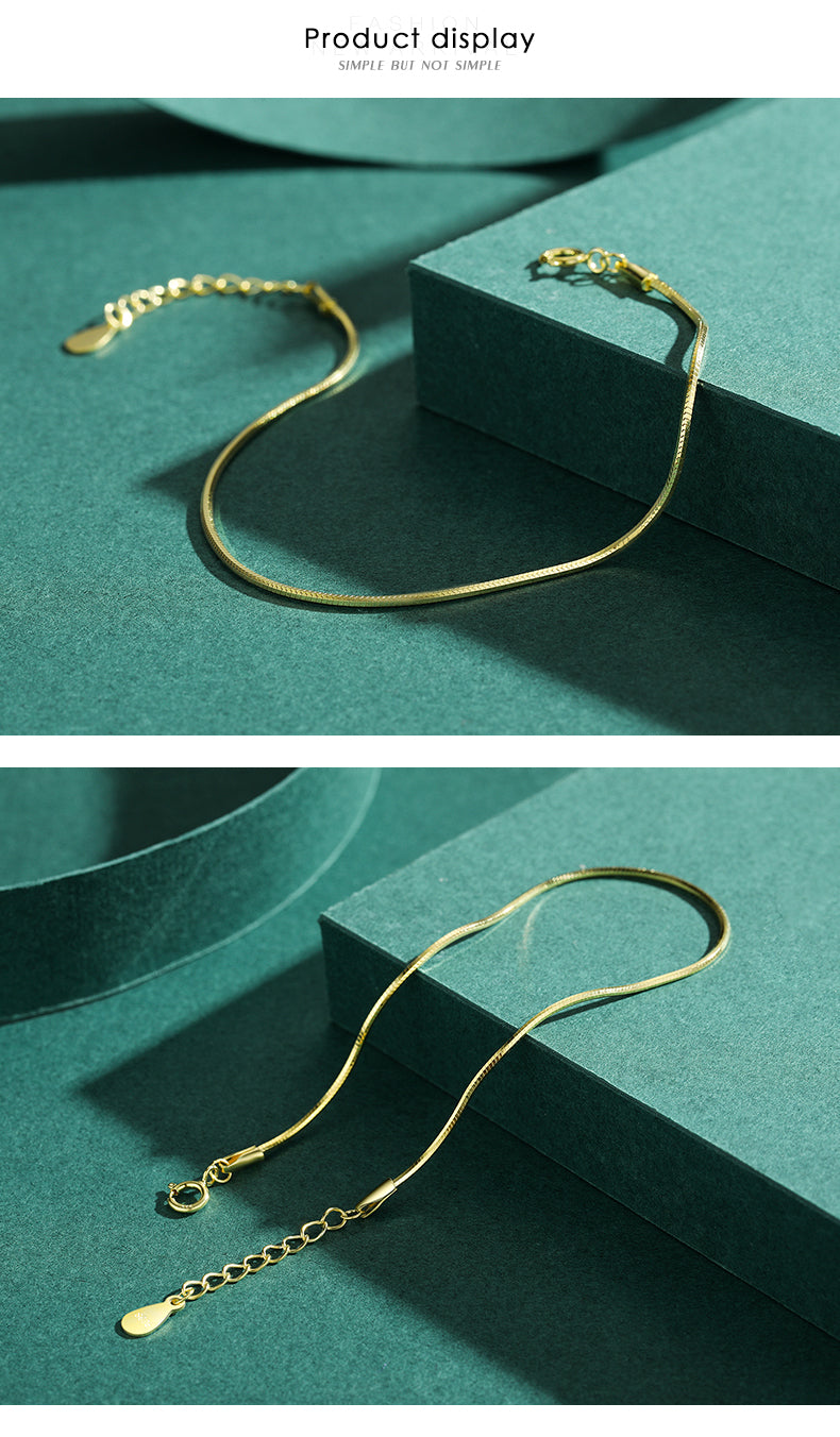 Simple Style Snakeskin Sterling Silver Plating 14k Gold Plated Bracelets