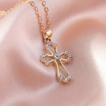 Wholesale Jewelry Casual Modern Style Cross Alloy Rhinestones Pendant Necklace