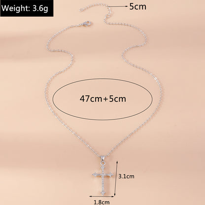 Wholesale Jewelry Casual Modern Style Cross Alloy Rhinestones Pendant Necklace