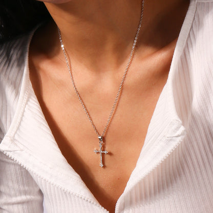 Wholesale Jewelry Casual Modern Style Cross Alloy Rhinestones Pendant Necklace