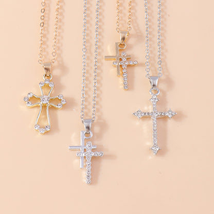 Wholesale Jewelry Casual Modern Style Cross Alloy Rhinestones Pendant Necklace