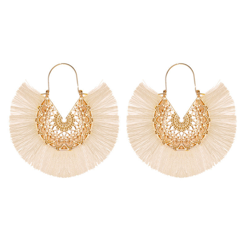 1 Pair Bohemian Sector Plating Metal Alloy Drop Earrings