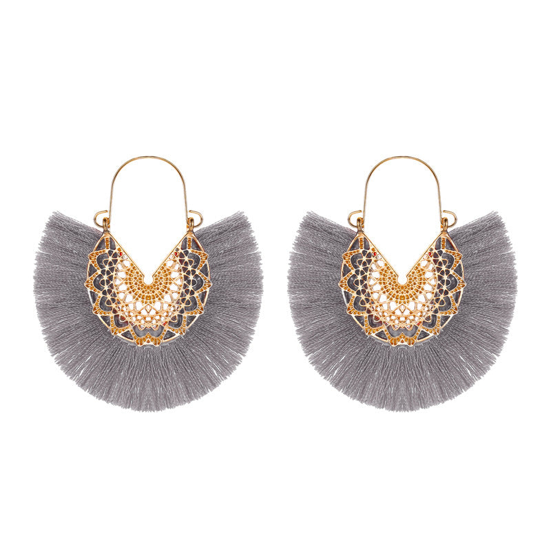 1 Pair Bohemian Sector Plating Metal Alloy Drop Earrings