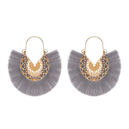 1 Pair Bohemian Sector Plating Metal Alloy Drop Earrings