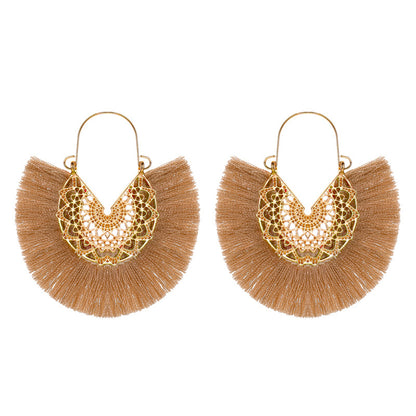 1 Pair Bohemian Sector Plating Metal Alloy Drop Earrings