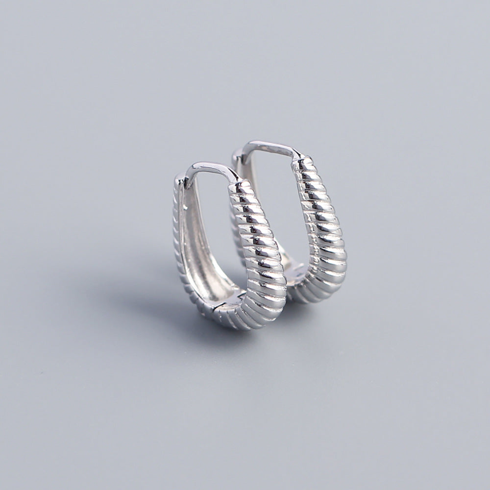 1 Pair Casual Spiral Stripe Sterling Silver Earrings