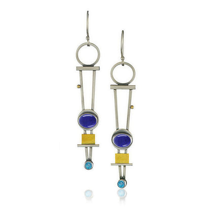 Vintage Style Geometric Alloy Inlay Turquoise Lapis Lazuli Women's Drop Earrings