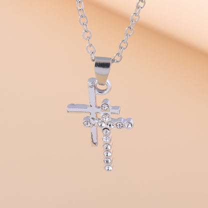 Wholesale Jewelry Casual Modern Style Cross Alloy Rhinestones Pendant Necklace