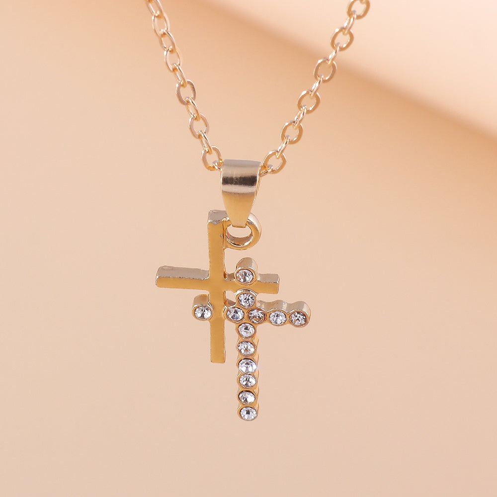 Wholesale Jewelry Casual Modern Style Cross Alloy Rhinestones Pendant Necklace