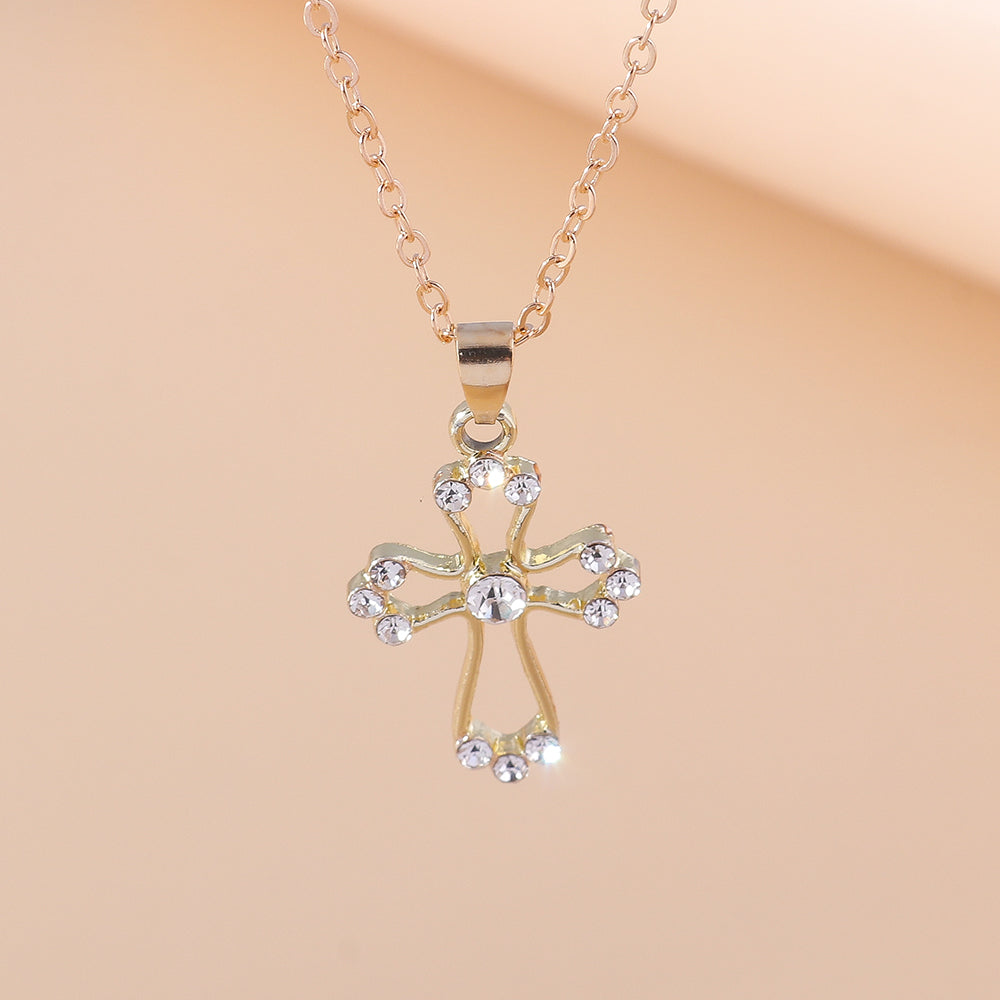 Wholesale Jewelry Casual Modern Style Cross Alloy Rhinestones Pendant Necklace