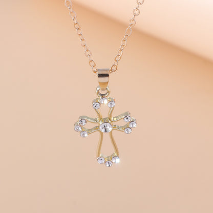 Wholesale Jewelry Casual Modern Style Cross Alloy Rhinestones Pendant Necklace