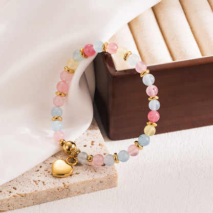 Ins Style Cross Heart Shape Elephant Stainless Steel Imitation Pearl Synthetics Beaded Plating Gold Plated Bracelets