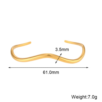 Basic Simple Style Classic Style Solid Color Stainless Steel Asymmetrical 18k Gold Plated Bangle