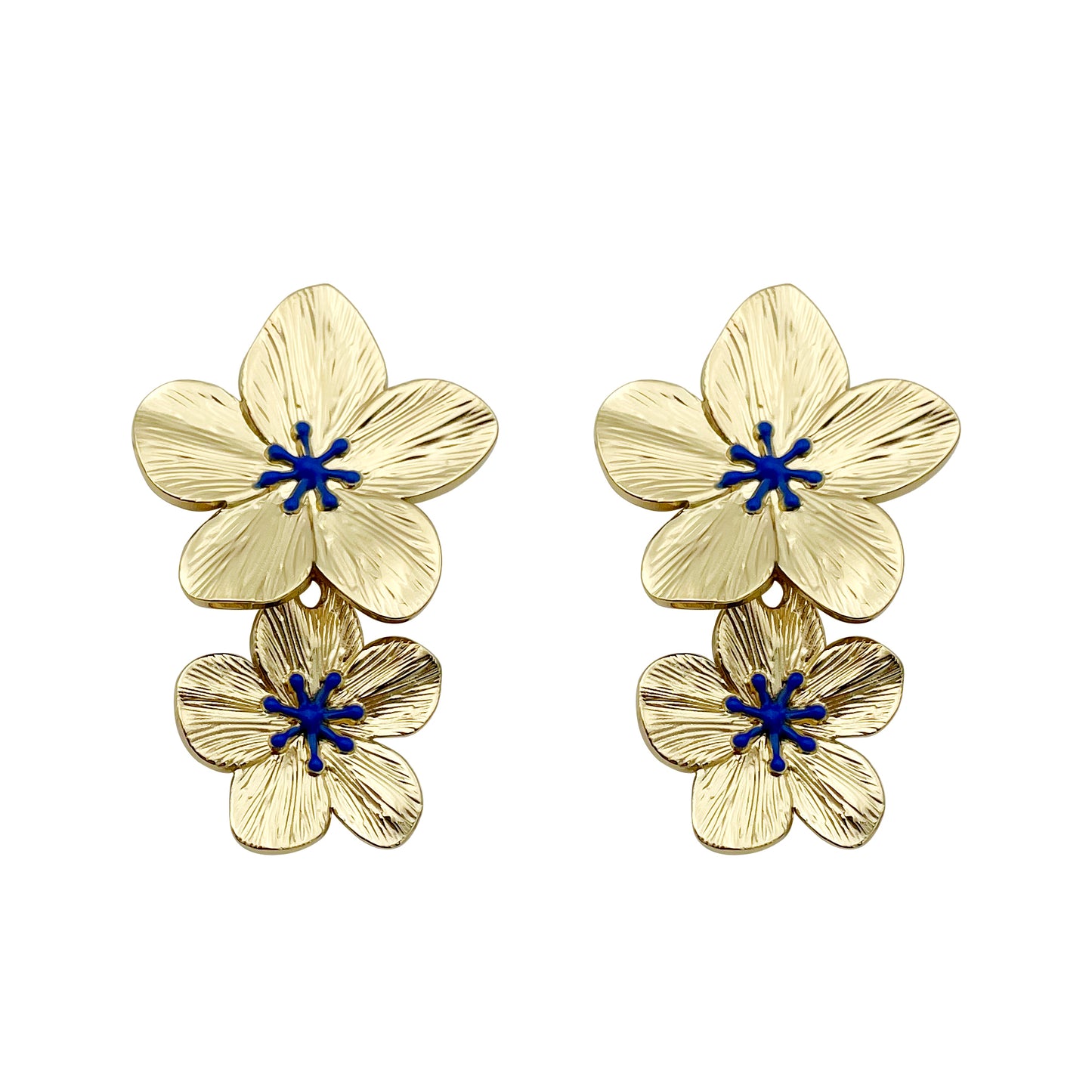 1 Pair Elegant Flower Plating Metal Stainless Steel Gold Plated Ear Studs