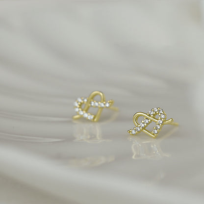 1 Pair Sweet Heart Shape Plating Inlay Copper Zircon Ear Studs