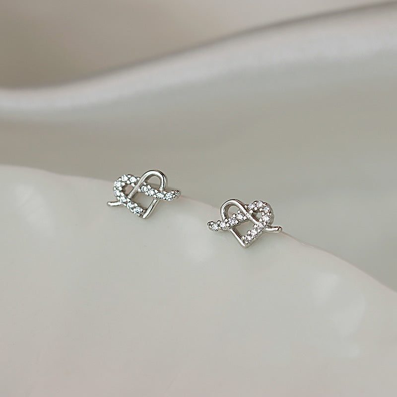 1 Pair Sweet Heart Shape Plating Inlay Copper Zircon Ear Studs