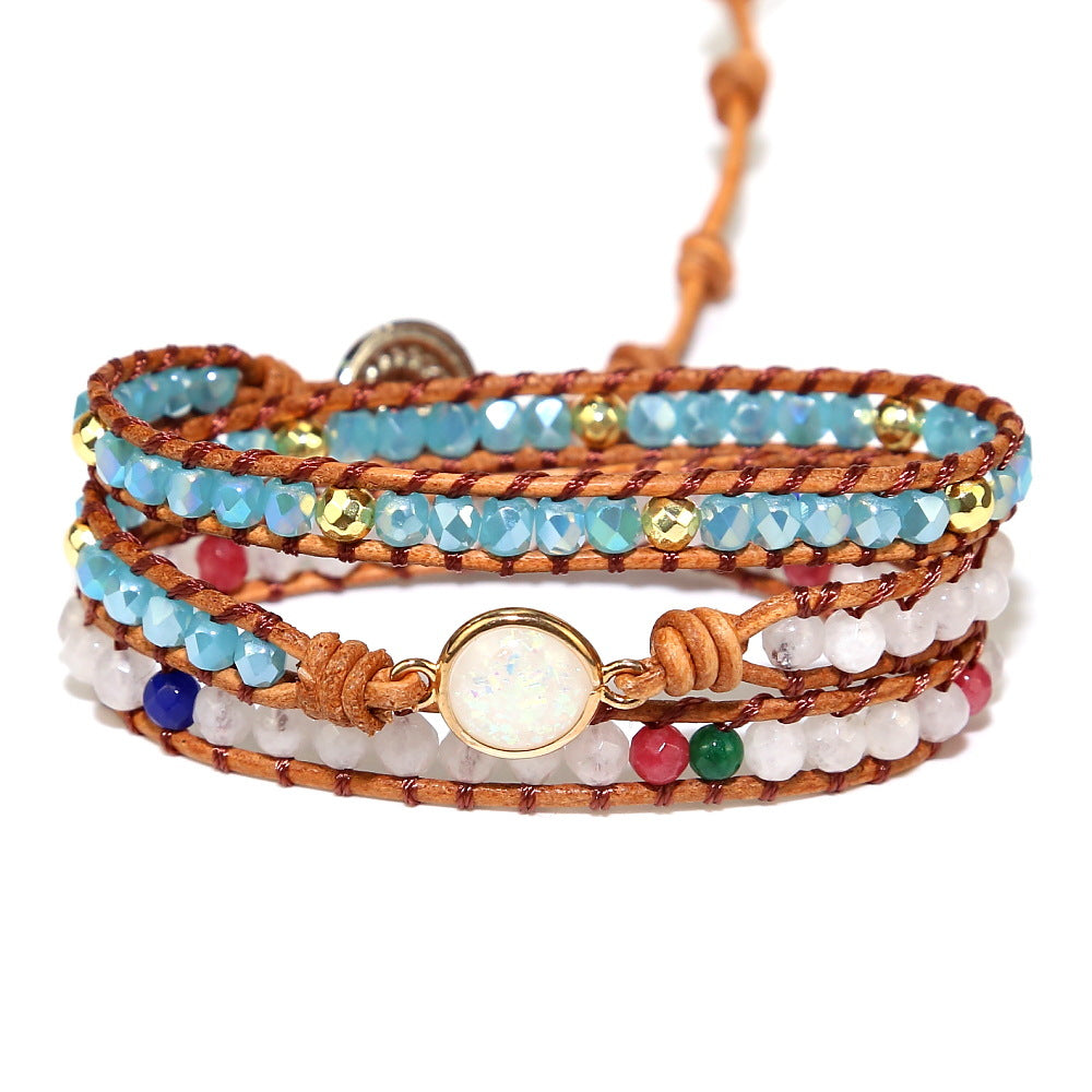 Ethnic Style Round Natural Stone Knitting Bracelets