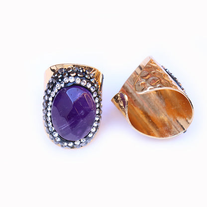 Ethnic Style Oval Natural Stone Open Ring