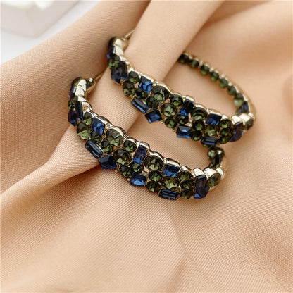 Exaggerated Color Block Alloy Inlay Rhinestones Women's Hoop Earrings