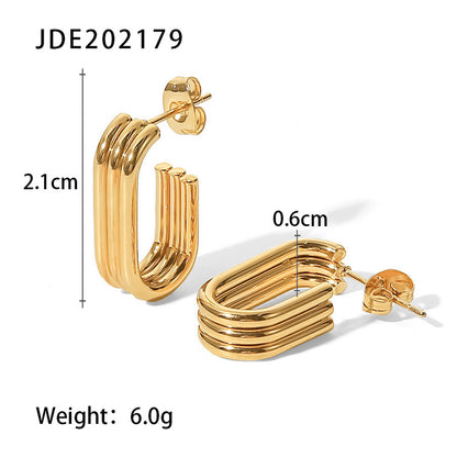 1 Pair Retro Classic Style C Shape Plating Stainless Steel 18k Gold Plated Ear Studs