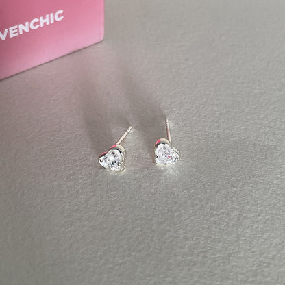 1 Pair Simple Style Heart Shape Plating Inlay Copper Zircon Ear Studs