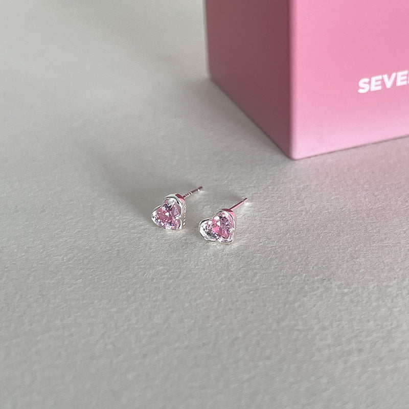 1 Pair Simple Style Heart Shape Plating Inlay Copper Zircon Ear Studs