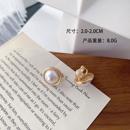 Lady Round Artificial Pearl Alloy Plating Inlay Artificial Gemstones Women's Ear Studs