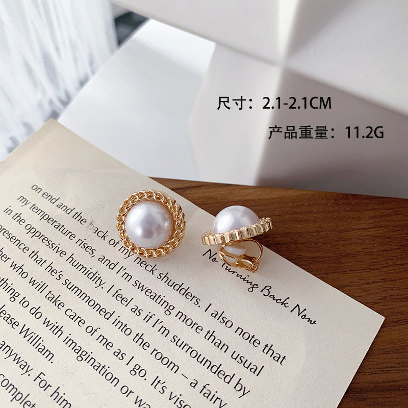 Lady Round Artificial Pearl Alloy Plating Inlay Artificial Gemstones Women's Ear Studs