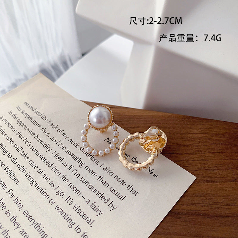 Lady Round Artificial Pearl Alloy Plating Inlay Artificial Gemstones Women's Ear Studs