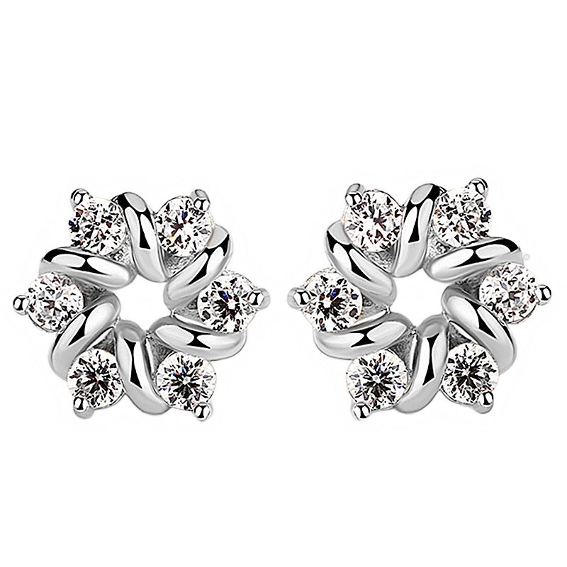 1 Pair Simple Style Flower Copper Plating Inlay Zircon Ear Studs