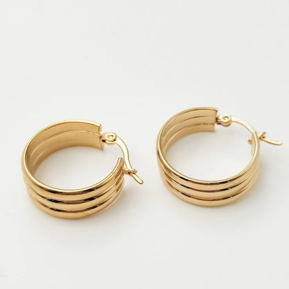 1 Pair Simple Style Solid Color Stainless Steel Hoop Earrings