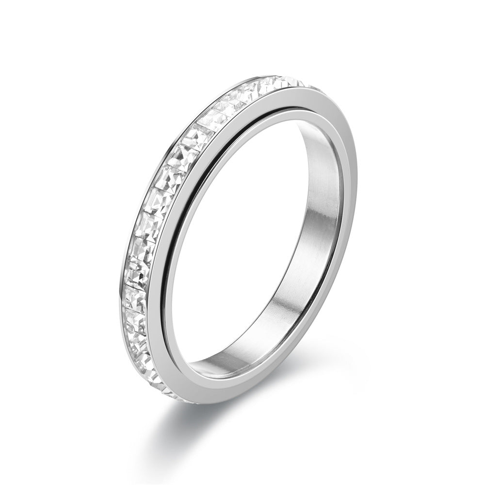 Simple Style Circle Stainless Steel Inlay Zircon Rings