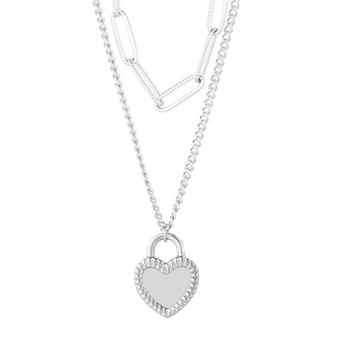 Retro Heart Shape Titanium Steel Layered Chain 18k Gold Plated Layered Necklaces