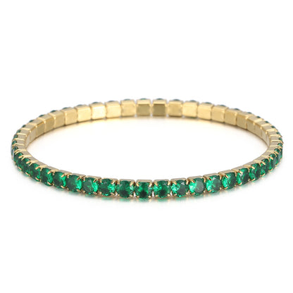 Elegant Solid Color Titanium Steel Plating Inlay Artificial Gemstones 18k Gold Plated Bracelets