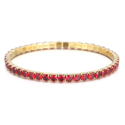 Elegant Solid Color Titanium Steel Plating Inlay Artificial Gemstones 18k Gold Plated Bracelets