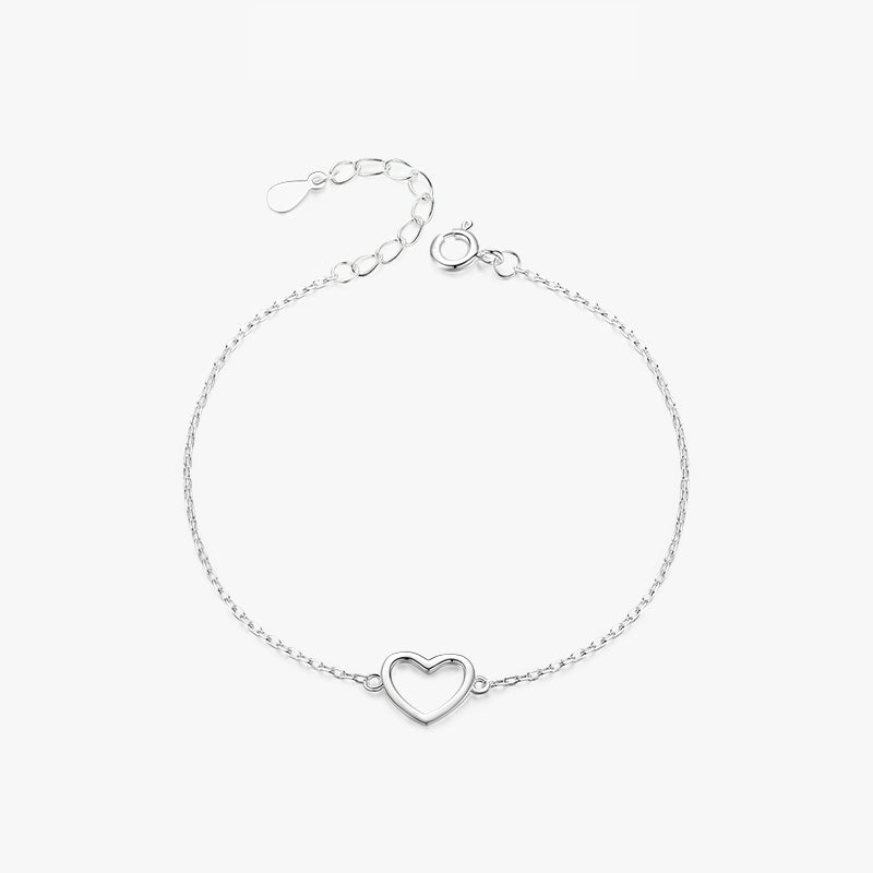 Simple Style Heart Shape Sterling Silver Plating Silver Plated Bracelets