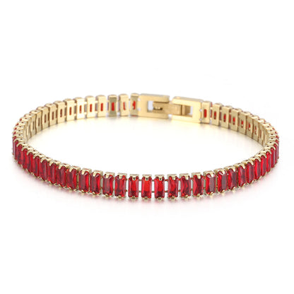 Elegant Solid Color Titanium Steel Plating Inlay Artificial Gemstones 18k Gold Plated Bracelets