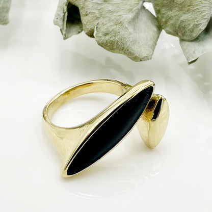 Modern Style Classic Style Irregular Stainless Steel Metal Asymmetrical Enamel Plating Gold Plated Open Ring