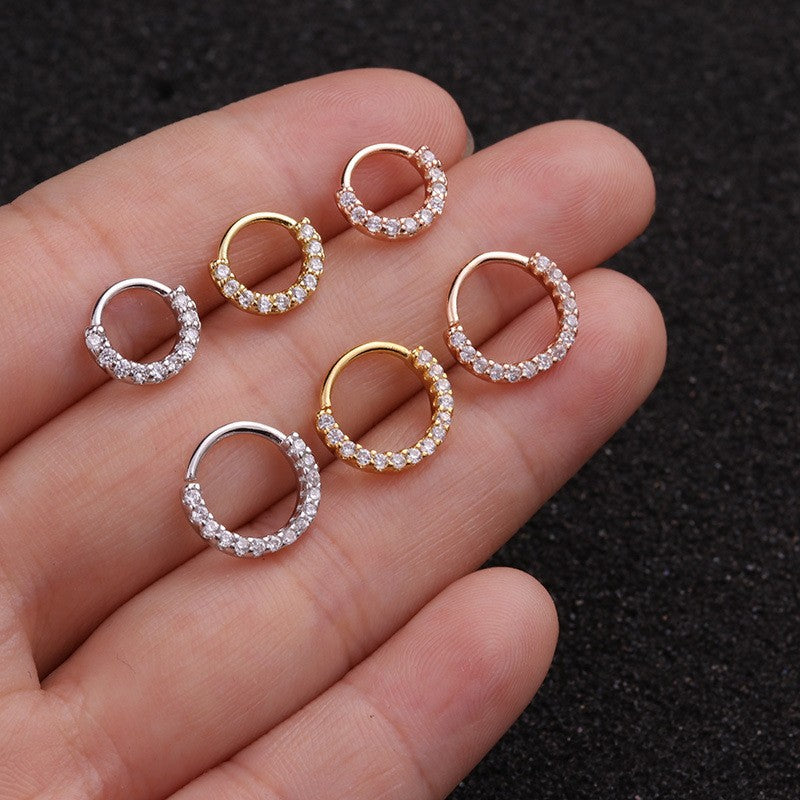 Simple Style Geometric Copper Diamond Nose Ring