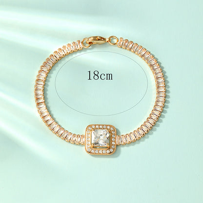 Glam Simple Style Shiny Flower Copper 18k Gold Plated Zircon Bracelets In Bulk